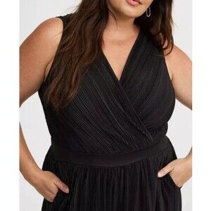 Torrid Surplice V-neck Jumpsuit Plus Size 3(3x) Black Color, Zipper,42 Inch Wais